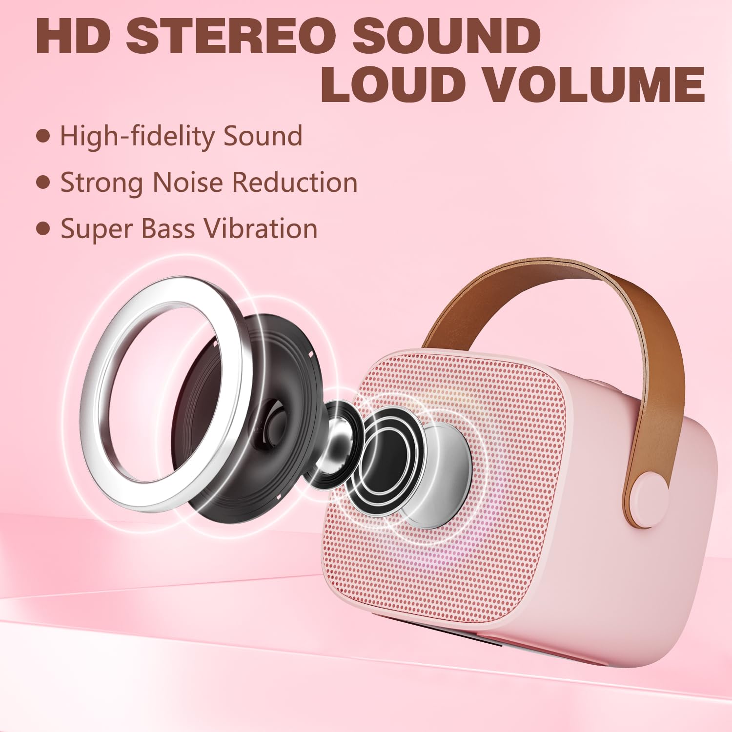 Ankuka Micro Karaoke Enfant sans Fil avec 1 Micro, Micro Karaoke Enfant, Cadeau Fille 4-12 Ans Anniversaire Jouet Fille, Mini Microphone pour Enfant Adulte Fille Rose