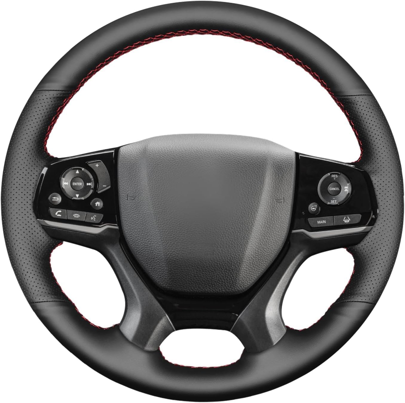 Black Genuine Leather Suede Steerng Wheel Cover for Honda Pilot 2019 2020 2021 2022 / Odyssey 2018 2019 2020 2021 2022/ Passport 2019 2020 2021 Accessories Car OEM Stitched Interior Parts