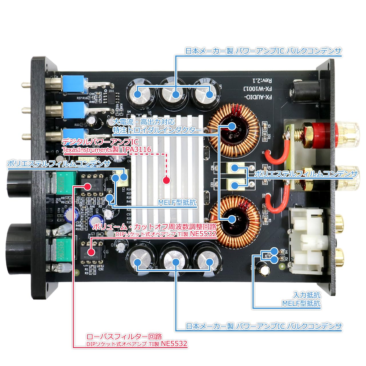 Amazon.co.jp: FX-AUDIO- FX-W1001J[ブラック] TPA3116デジタルアンプ