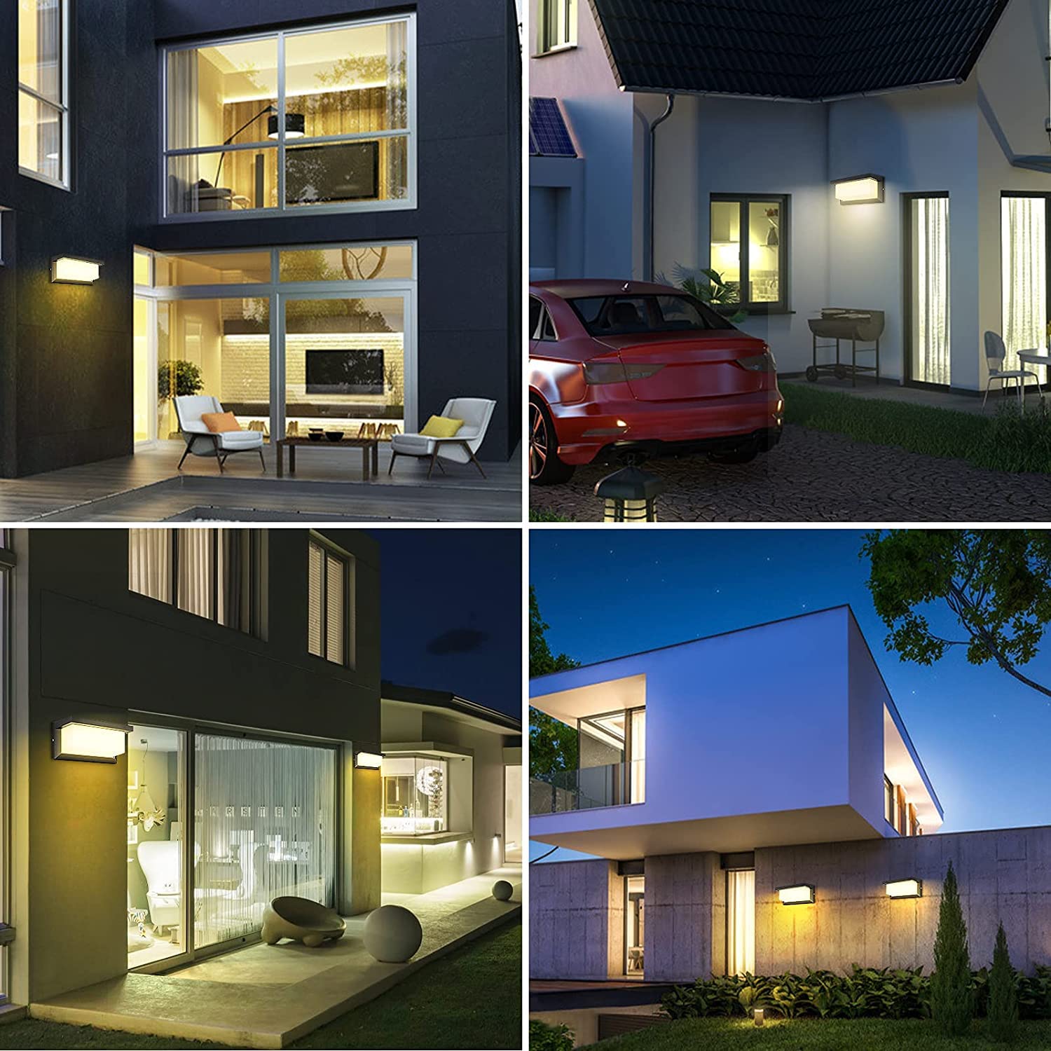 Aplique Exterior LED Moderno IP65 Impermeable, Aluminio LED Apliques Pared, para Balcón Jardín, Porche, Camino, Iluminacion Patio (Blanco cálido, 2PCS)