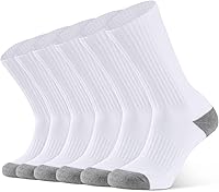 CLOSEMATE Men's Cushioned Crew Socks 6 Pairs - Breathable Cotton Athletic Socks for Work, Sports & Training