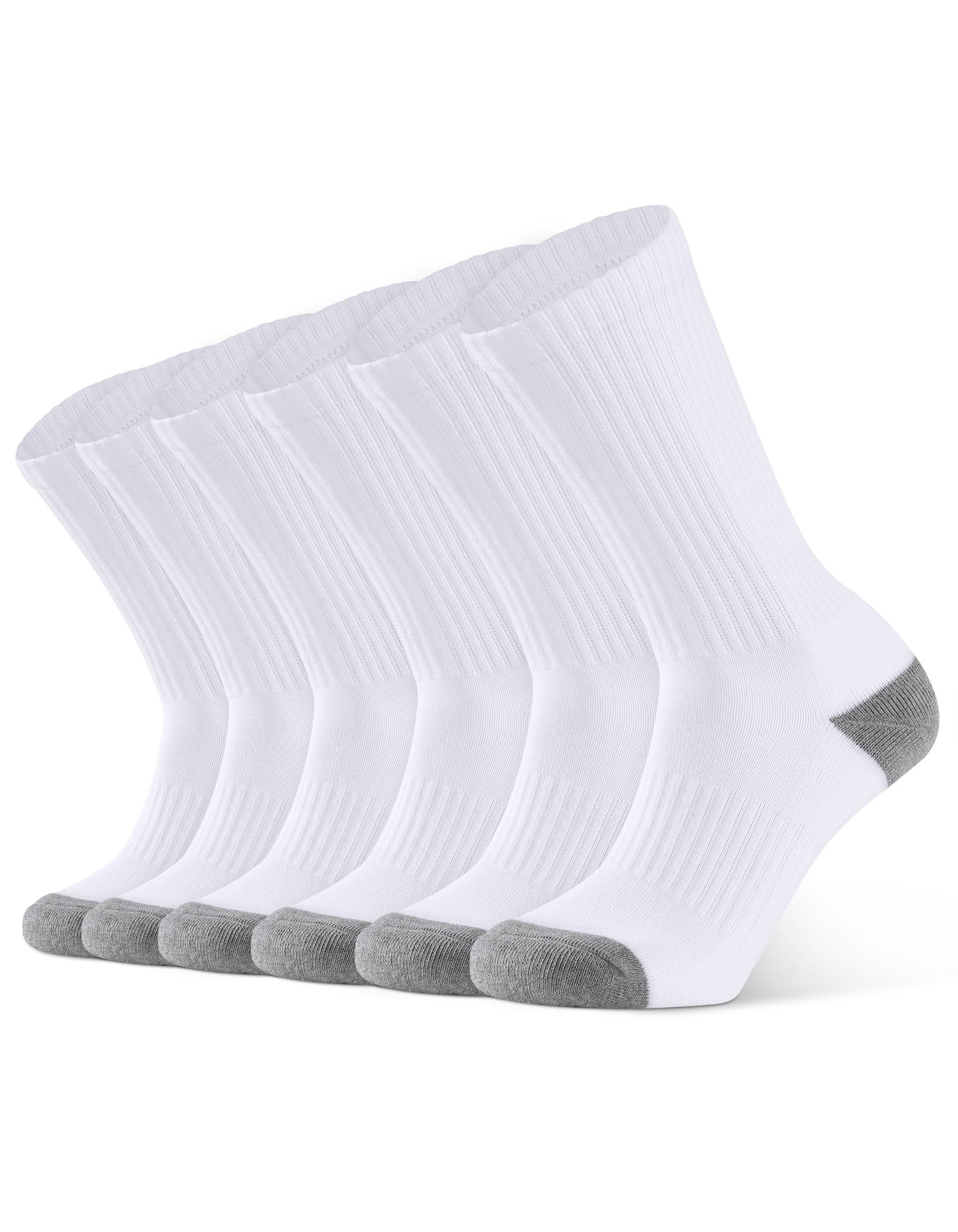 CLOSEMATE Mens Athletic Cushioned Crew Socks 6 Pairs Cotton Breathable for Work Training Sports