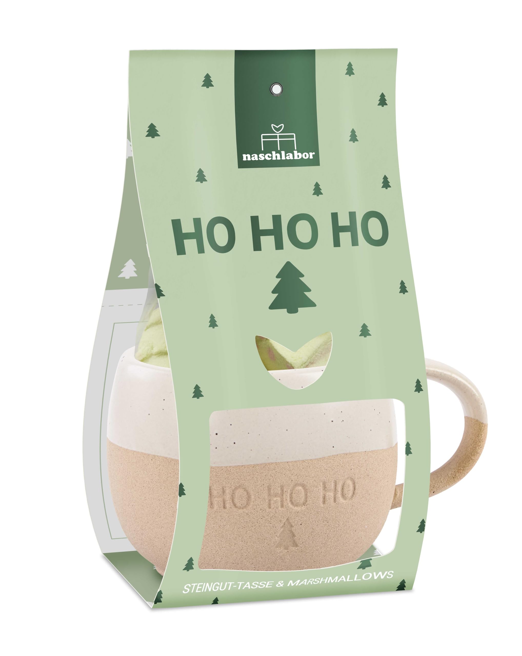 6er Set Ho Ho Ho mit Tasse und Marshmallows in Tannenbaum-Form | Weihnachtliche Idee für Familie, Freunde & Kollegen | Süßes Mitbringsel für Advent & Weihnachten | Perfekt zum Dekorieren, Genießen