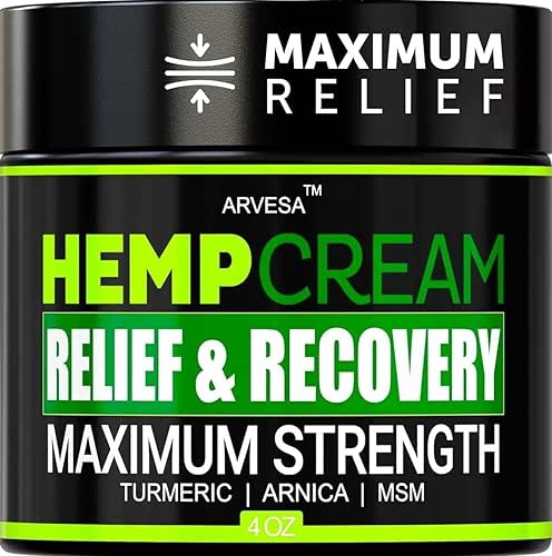 Natural Hemp Cream for Joints, Muscles, Back, Neck, Knees, Hips,