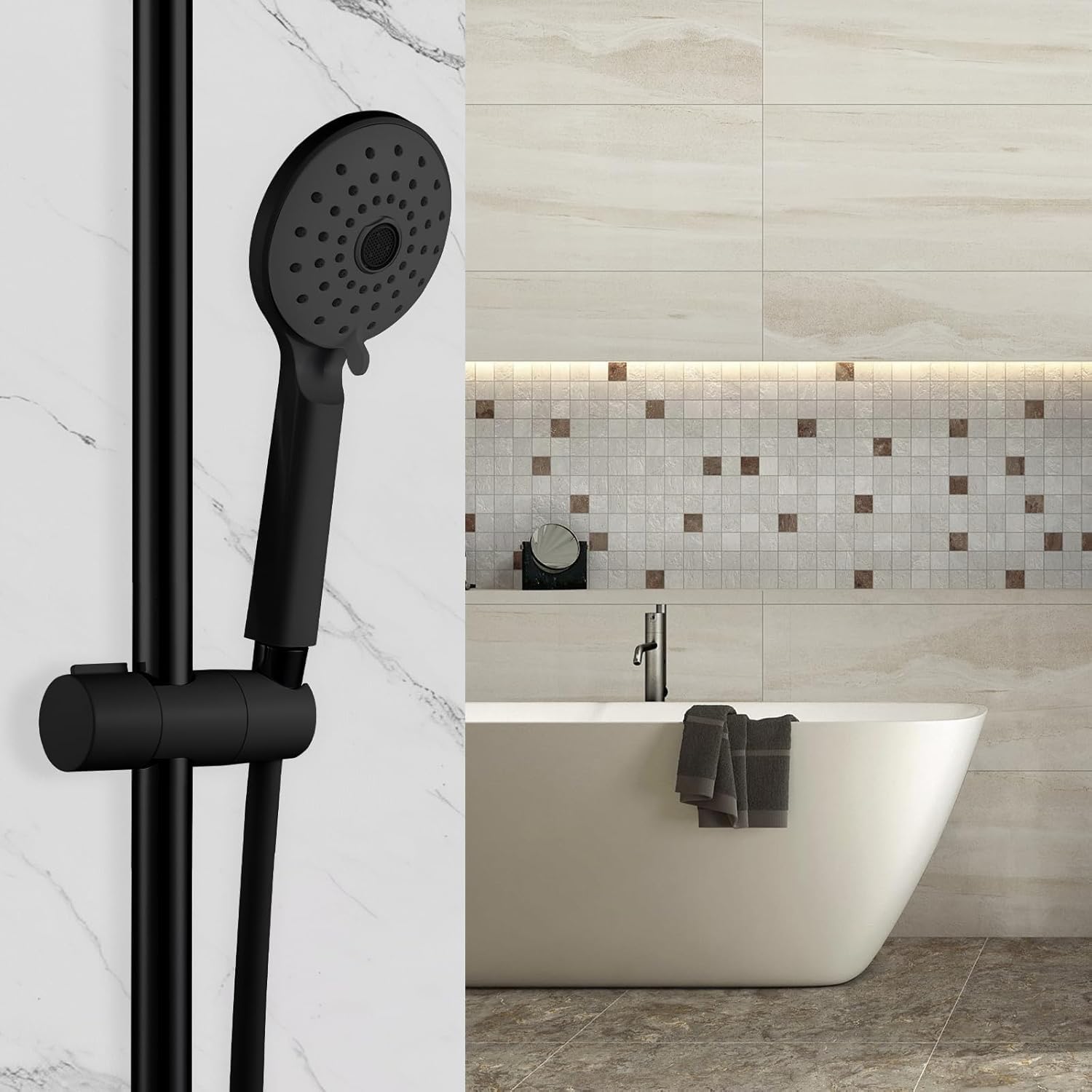 Support Pommeau Douche Réglable OFFO 19-25mm - Barre Coulissante Chromé Salle De Bain