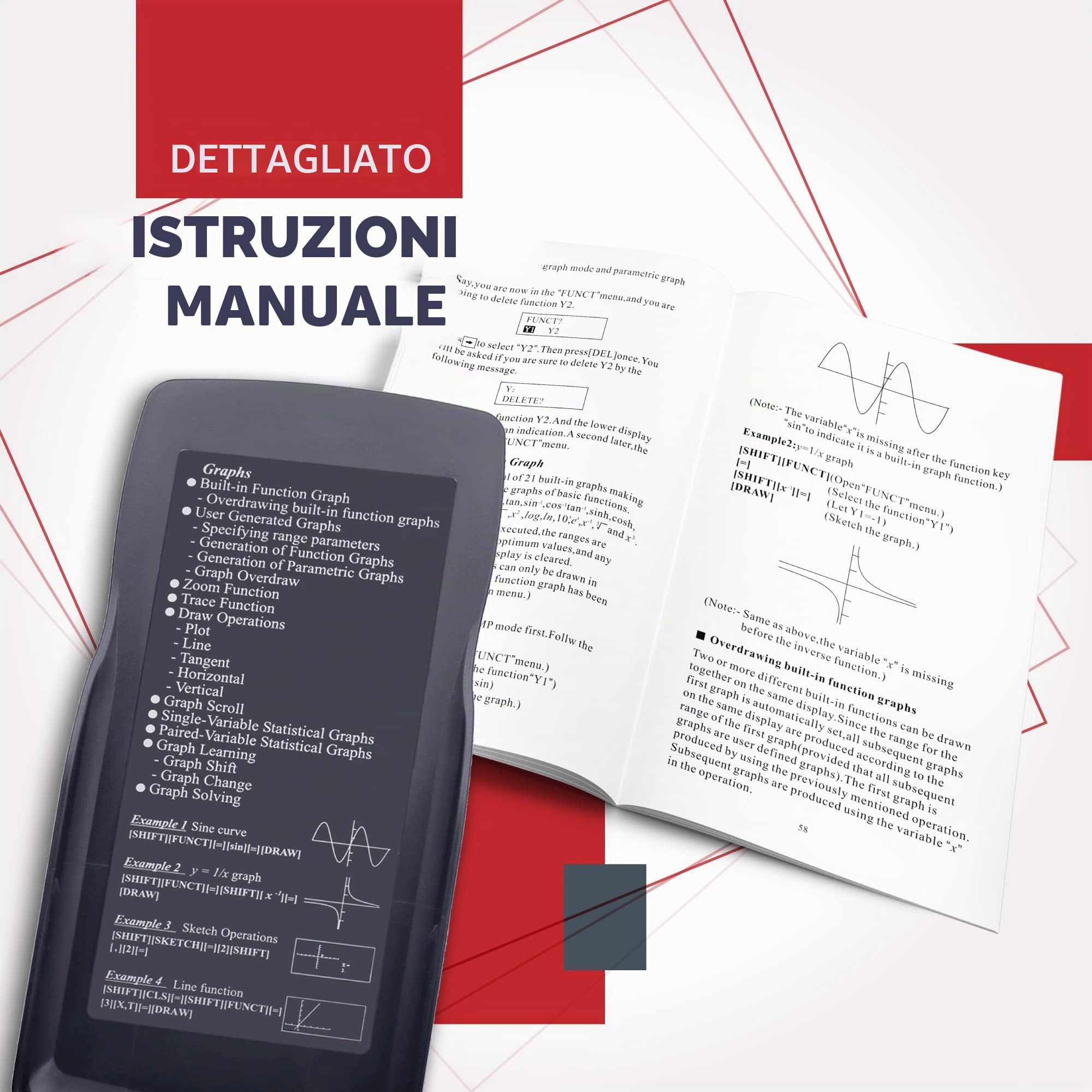 CATIGA Calcolatrice scientifica con funzioni grafiche, modalità multiple con interfaccia utente intuitiva per principianti e corsi avanzati, liceo o università, CS-229