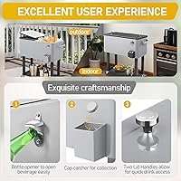 Vista 3 de Outvita Hielera Rodante de 80 Cuartos, Enfriador Portátil de Bebidas para Bar con Bandeja Colectora, Bandeja de Almacenamiento Inferior