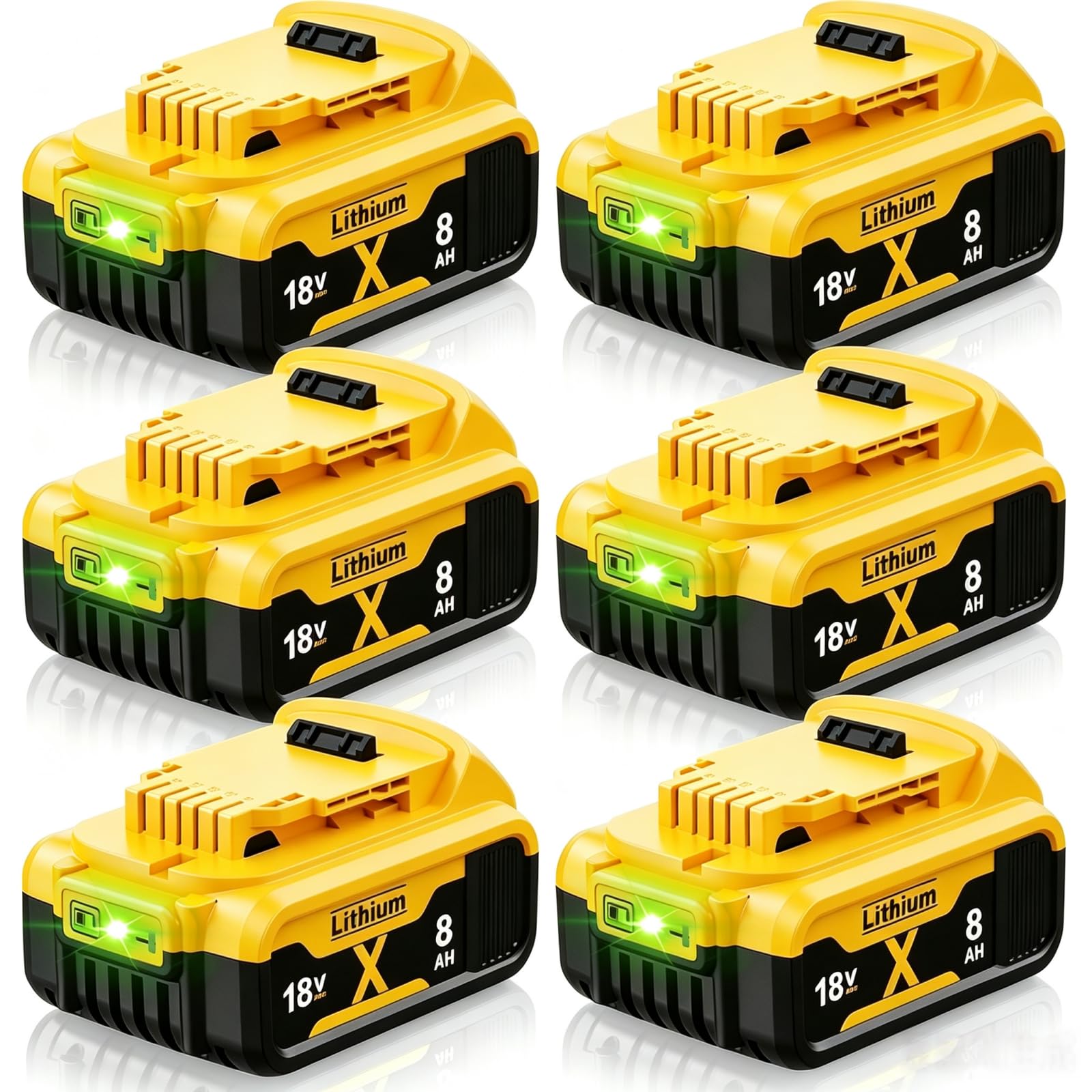 6X 18V 8.0Ah DCB182 Replacement for Dewalt Battery for Dewalt 18V XR Tools