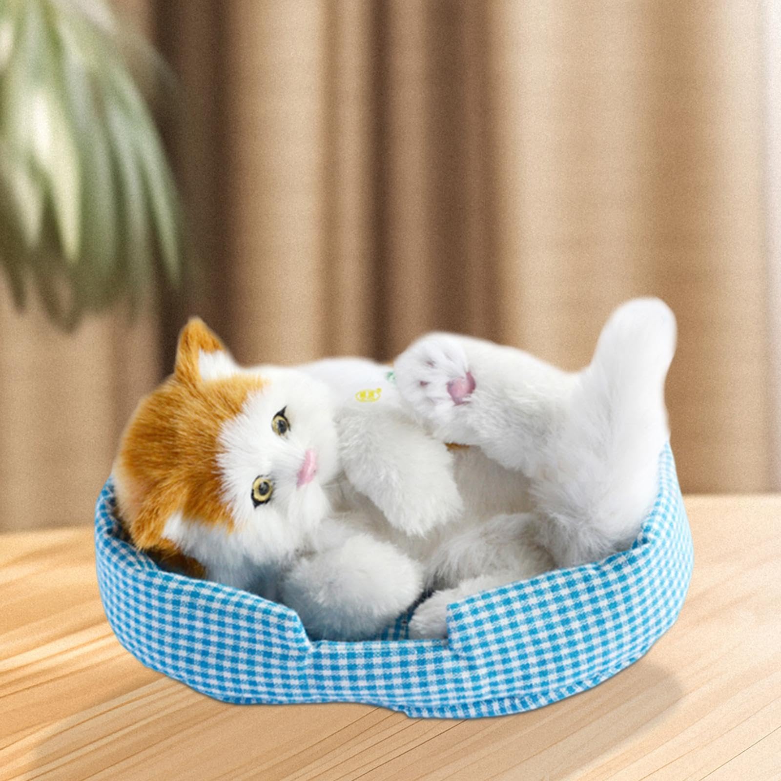 Simulazione Bellissimo Gatto Che Gatti Giocattolo Gatti Che Dormono su Tappetino Regalo Mini Versatile in Tappetino per Animali Decorazi, Testa Orange Cat