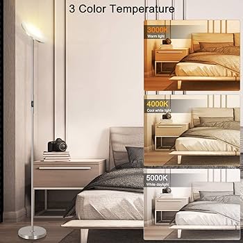 Floor Lamp,30W/2400LM Sky LED Modern Torchiere 3 Color