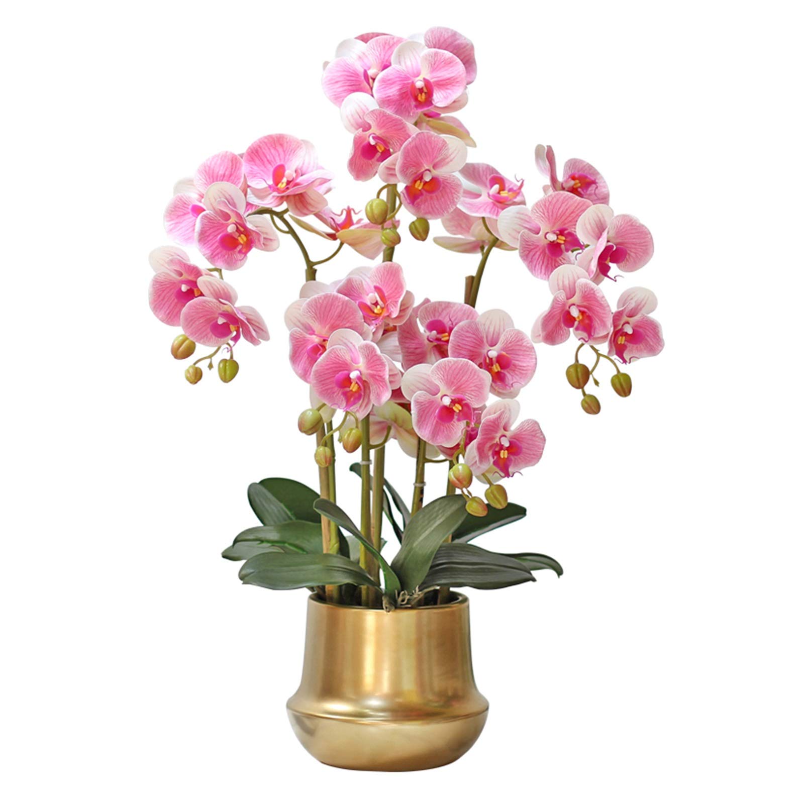 Composizione floreale di orchidee Phalaenopsis in vaso, fiori artificiali di orchidee finte in seta per interni ed esterni, matrimoni, casa, ufficio, decorazioni, arredamento festivo, bianco/rosa/gial