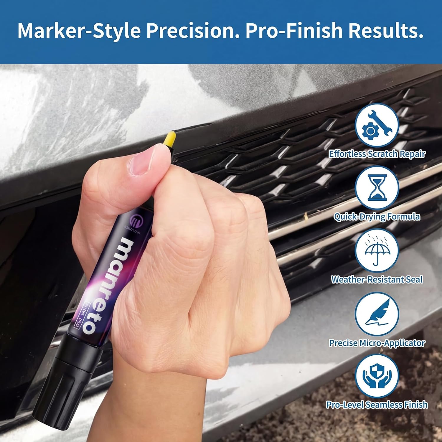 Pearl White Car Paint Touch Up Pen, Exact Color Match Touch Up Paint for Cars, SUVs & Trucks, Quick & Easy Car Scratch Remover, Magic Pen for Scratches and Rock Chips, Waterproof, Versatile Use