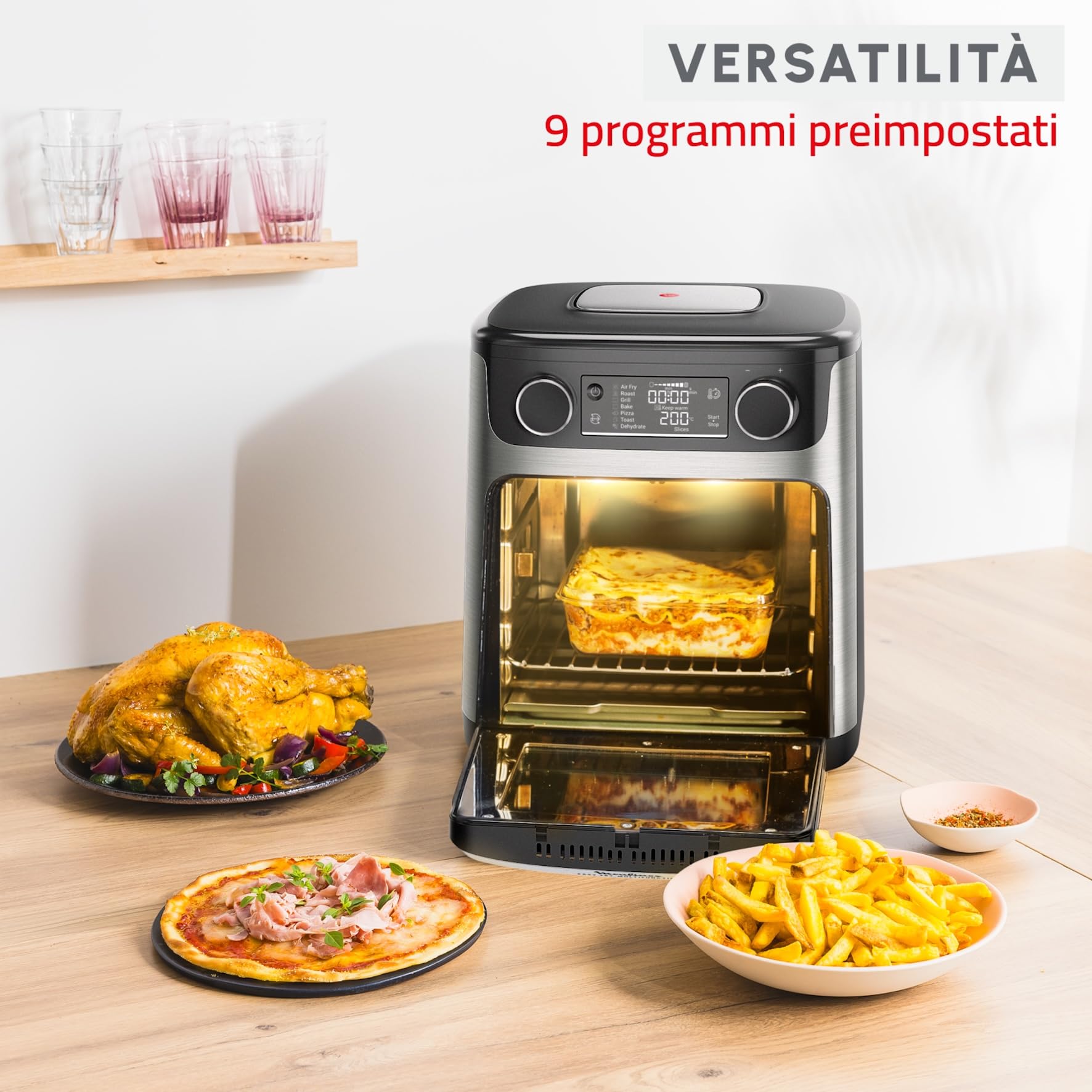Moulinex Easy Fry Multifunction, Friggitrice ad Aria Versatile 15L/1.5kg per 6 Persone, 1800W, Tecnologia Extra-Crisp, 10 Programmi di Cottura, Esperienza Personalizzata con My Moulinex, AL556D