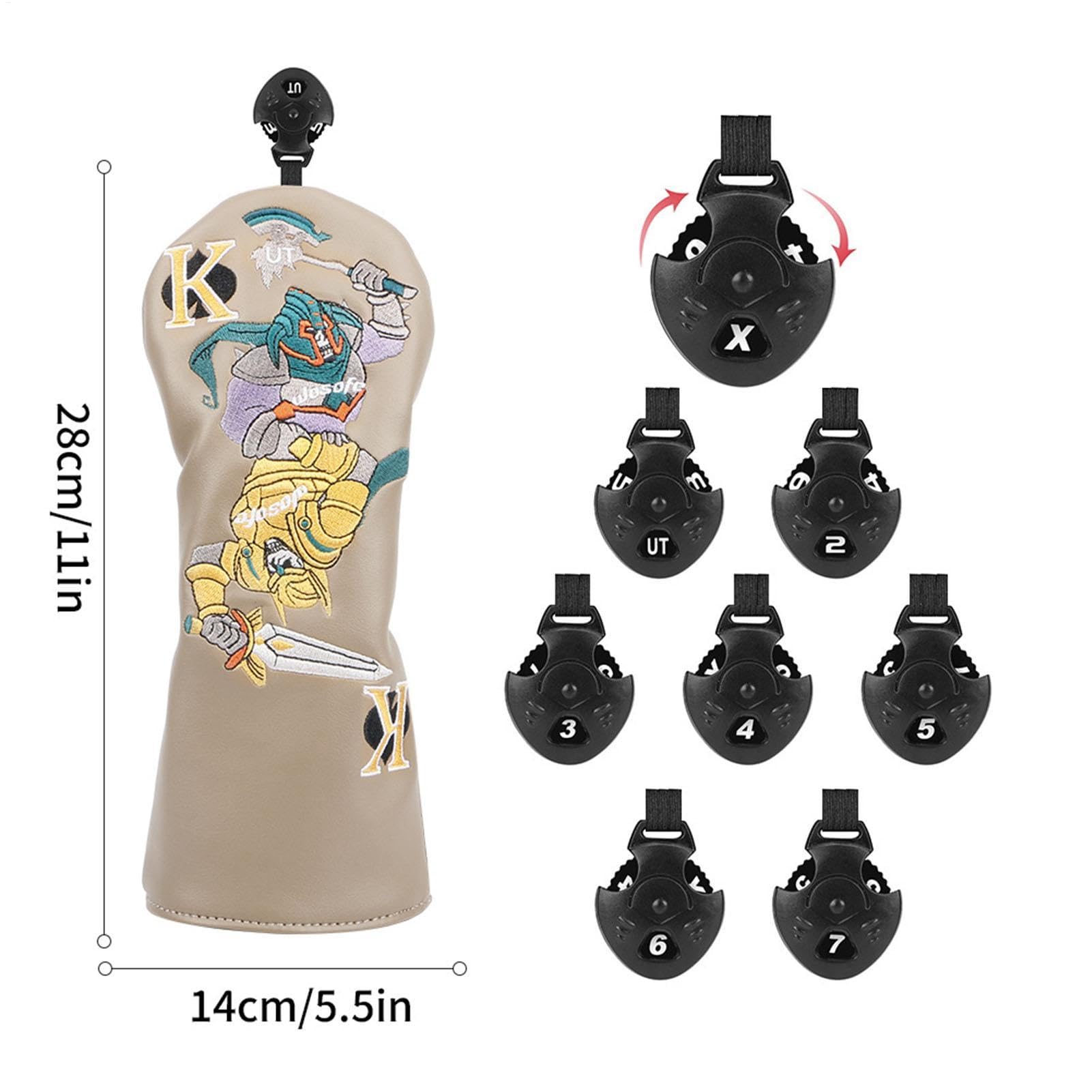 Lot de 4 housses de clubs de golf brodées avec motif crânes | Lot de 4 housses élastiques pour clubs de golf et driver pour entraînement de golf