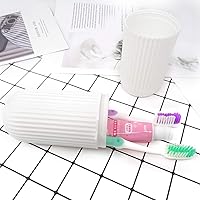 Vista 5 de Honbay Caja portátil de plástico para cepillo de dientes pasta de dientes Caja de caja de contenedores para viajes (beige)