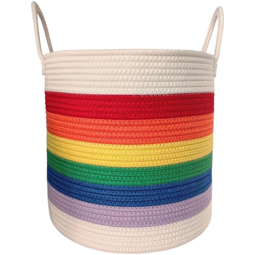 Panier de rangement pour jouets et vêtements en coton multicolore