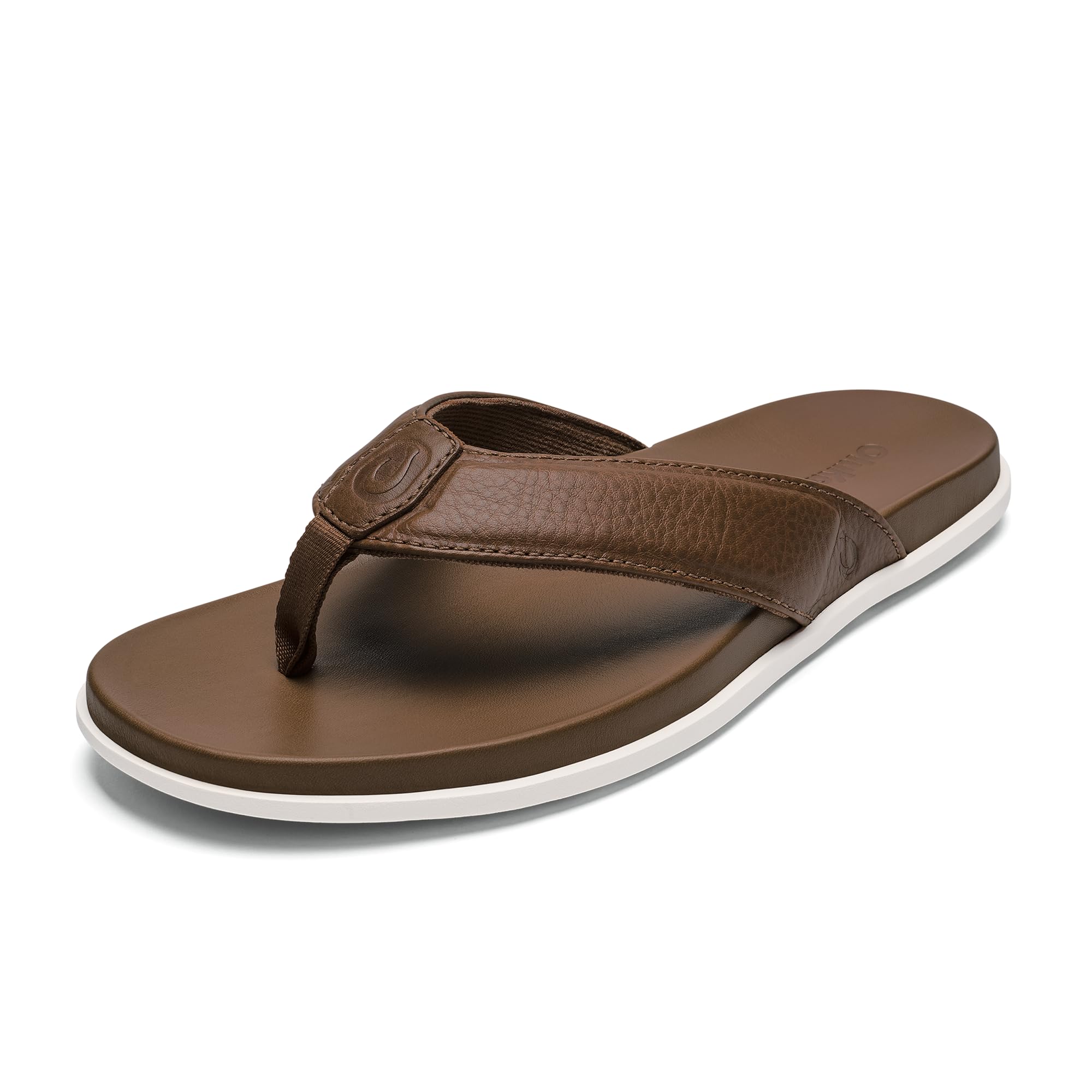 OLUKAI Olali Men's Leather Sandals, Versatile & Comfortable Flip Flops, Soft & Durable Material, Arch Support & All-Day Wear