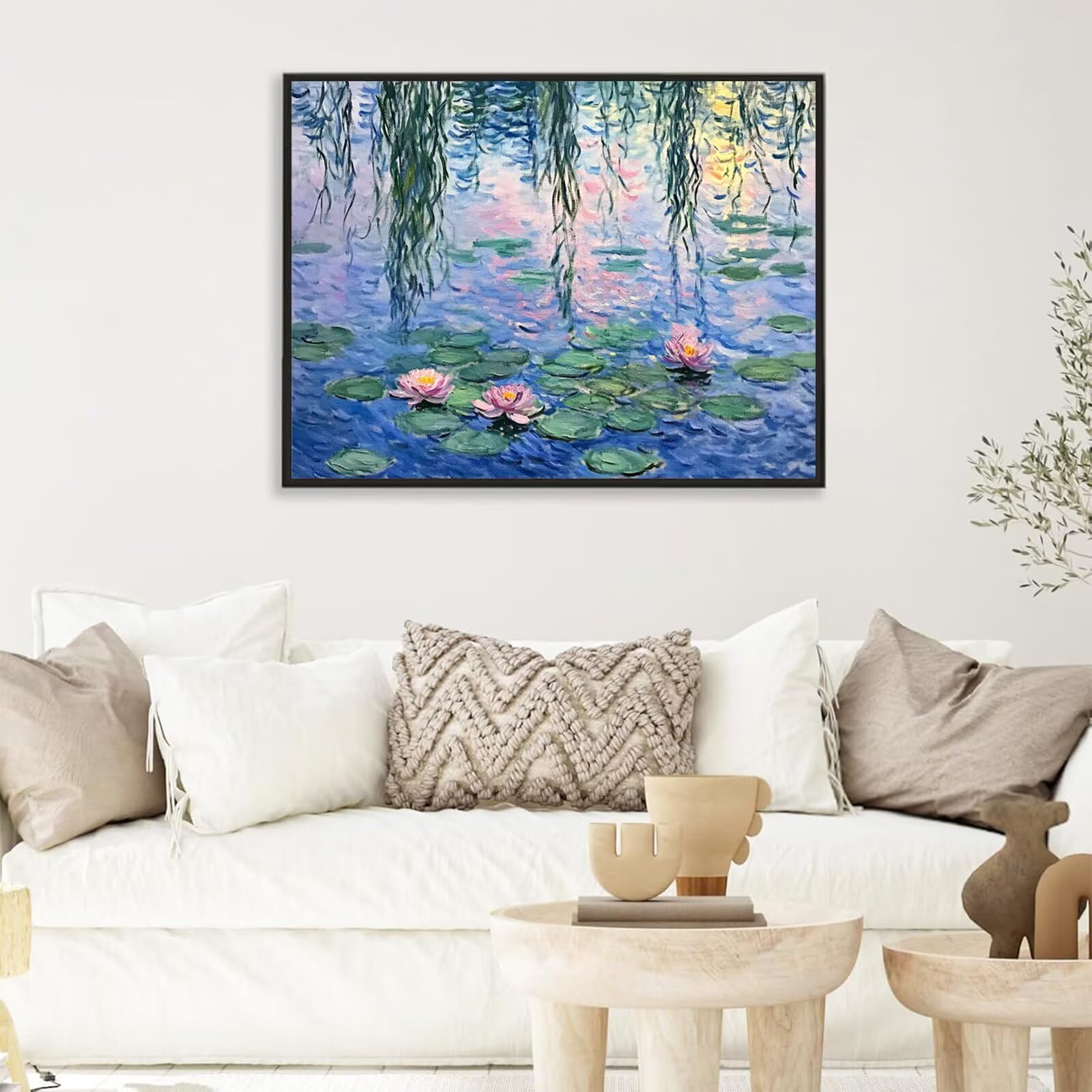 Malen Nach Zahlen Monet Teich, Kreatives für Erwachsene, DIY Malset für Erwachsene mit Pinseln & Acrylfarben, Originelle Geschenkidee Frauen & Männer, Deko Wohnzimmer Ohne Rahmen 60x80cm m5g-157
