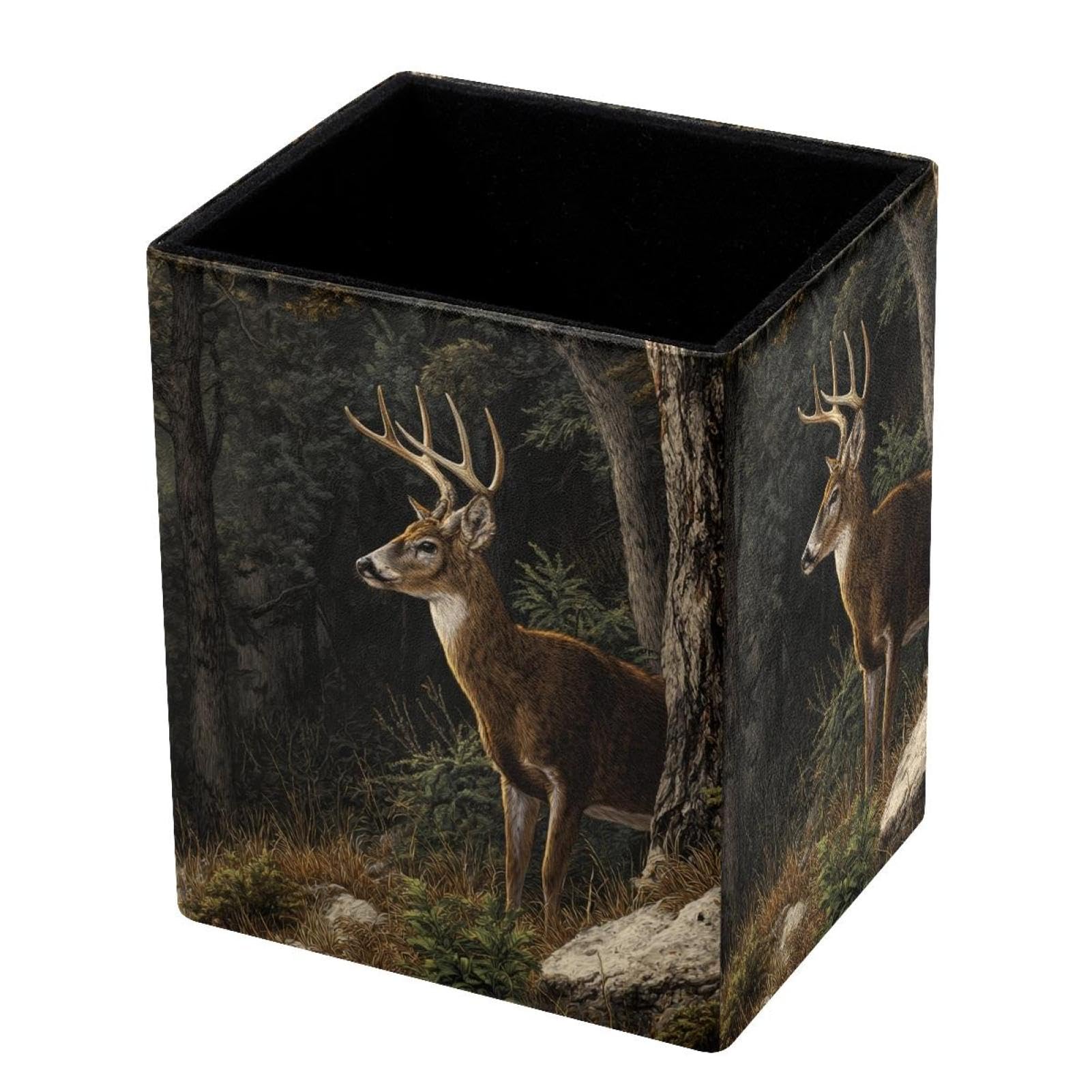 VAPOKF Pencil Holders for Desk, Deer Printed Pen Holders Pen Pot Makeup Brushes Storage Desktop Stationery Supplies Organiser for Home Office
