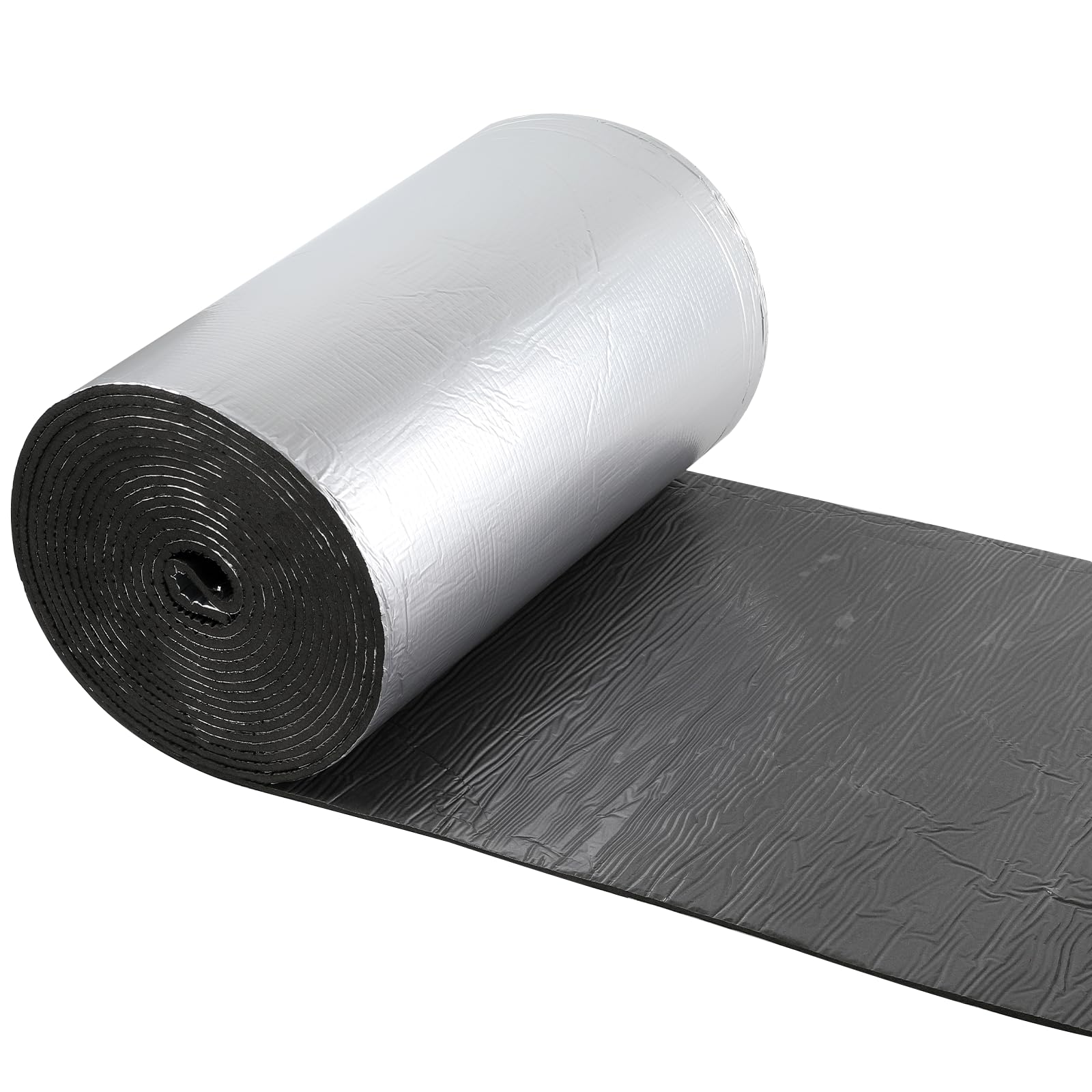 Putentfun 5mm Thick Self Adhesive Reflective Aluminium Foam Insulation, Camper Van Insulation, Closed Cell Foam Thermal Soundproof, Heat Reflector & Radiant Barrier, 4 Roll x 25cm x 10m(10㎡)