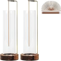 GARMOLY Anti-Ash Incense Holder with 30 Sticks & Detachable Glass Catcher - Stylish Wood Base Burner