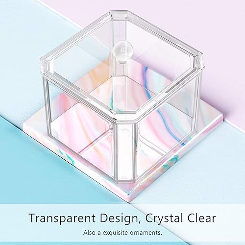 Miniatura 3 de Luxspire Caja de almacenamiento de hisopos de algodón de acrílico transparente con tapa soporte de hisopos de bolas de algodón caja de