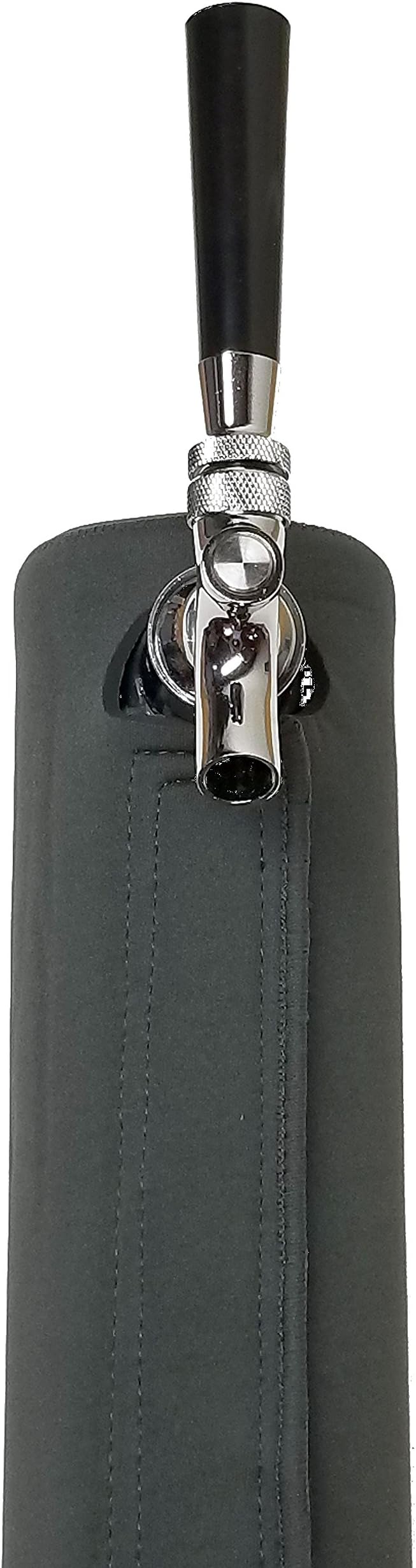 Beer Tower Cooler Insulator - Extra-Thick (4 mm) Neoprene Cover (Dark Grey) For Single-Tap Beer Tower - Extra-Wide (1.2”) Hook-&-Loop Fastener - Fits Towers 3” Wide 12.5” High - BEERGON 1-TAP