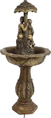 Miniatura 5 de Sunnydaze Fuente de agua solar para exteriores diseño de paraguas para amantes batería solar recargable luces LED características de agua para