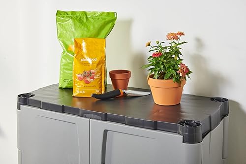 Miniatura 11 de Rubbermaid Freestanding Storage Cabinet with Doors 18"D x 36"W x 37"H Medium Gray/Black Two-Shelf Lockable Cabinet for Indoor/Outdoor/Garage Storage