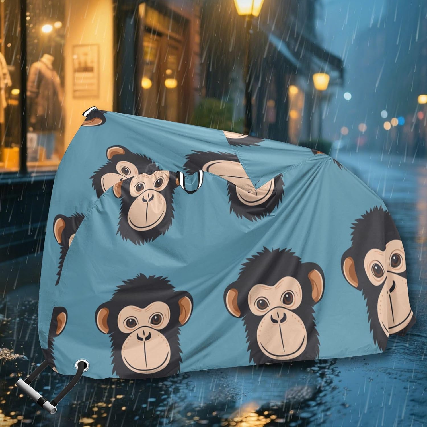 Monkey Face Blue Simple Waterproof Covers for Bike with Lock Holes Anti Dust Rain Snow UV Storage Electric Bike Cover Fits for Most funda impermeable para bicicleta