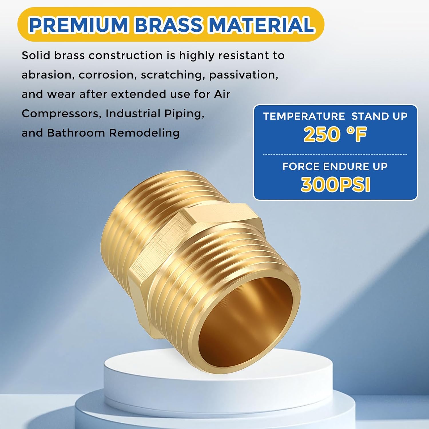 10 Pack Brass Pipe Fittings, 1" Male NPT to 1" Male NPT Brass Hex Nipple, Male Pipe Adapter Reducer for Air, Oil, LP