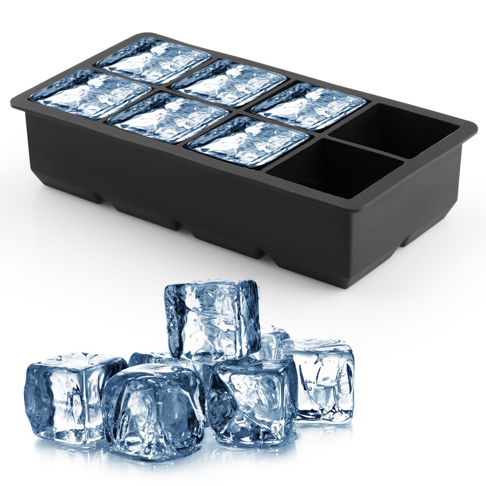 Samuelworld Ice Cube Tray Large Size Silicone Flexible 8 Cavity Ice