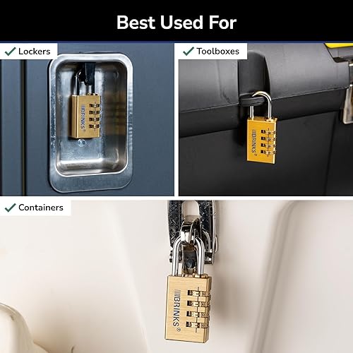 Miniatura 3 de BRINKS - Candado de latón macizo con 4 esferas de 1.181 in - Cromado con grillete de acero endurecido, paquete de 2