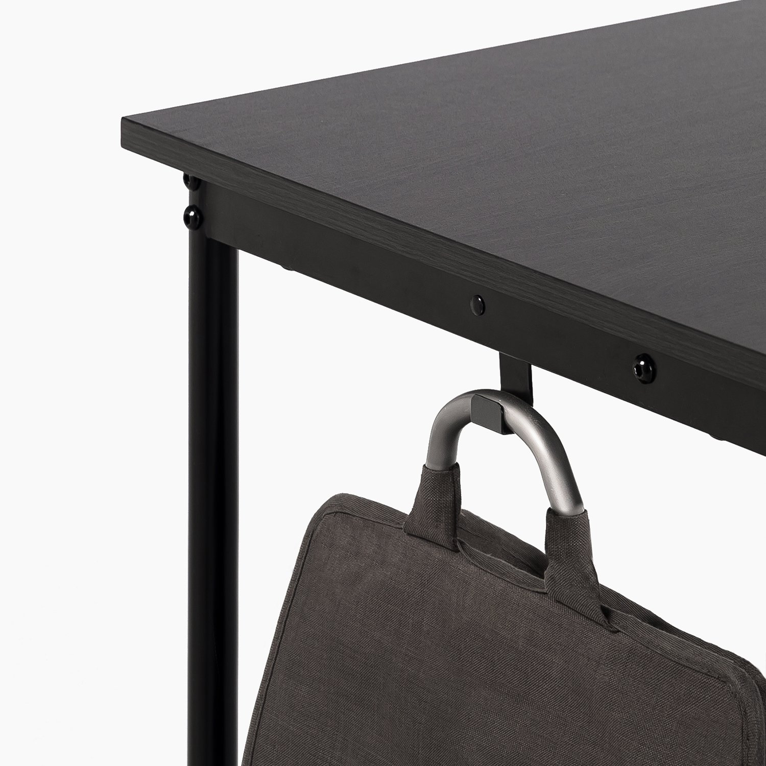 ZINUS Dominic 59 Inch Black Metal Corner Desk with Storage Drawer / L