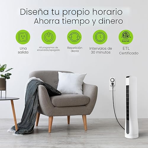 Miniatura 5 de BN-LINK BND-60/U47 Mini temporizador mecánico de salida de 24 horas para interiores, 3 puntas, paquete de 2