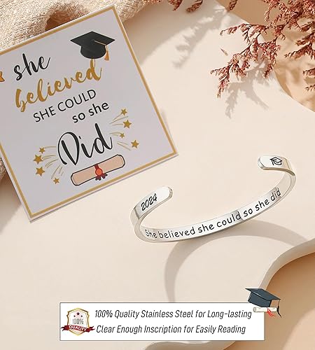 Miniatura 4 de TONY &amp; SANDY Regalos de graduación para ella 2023  Pulseras inspiradoras regalos de graduación para graduación de secundaria secundaria  Con caja de