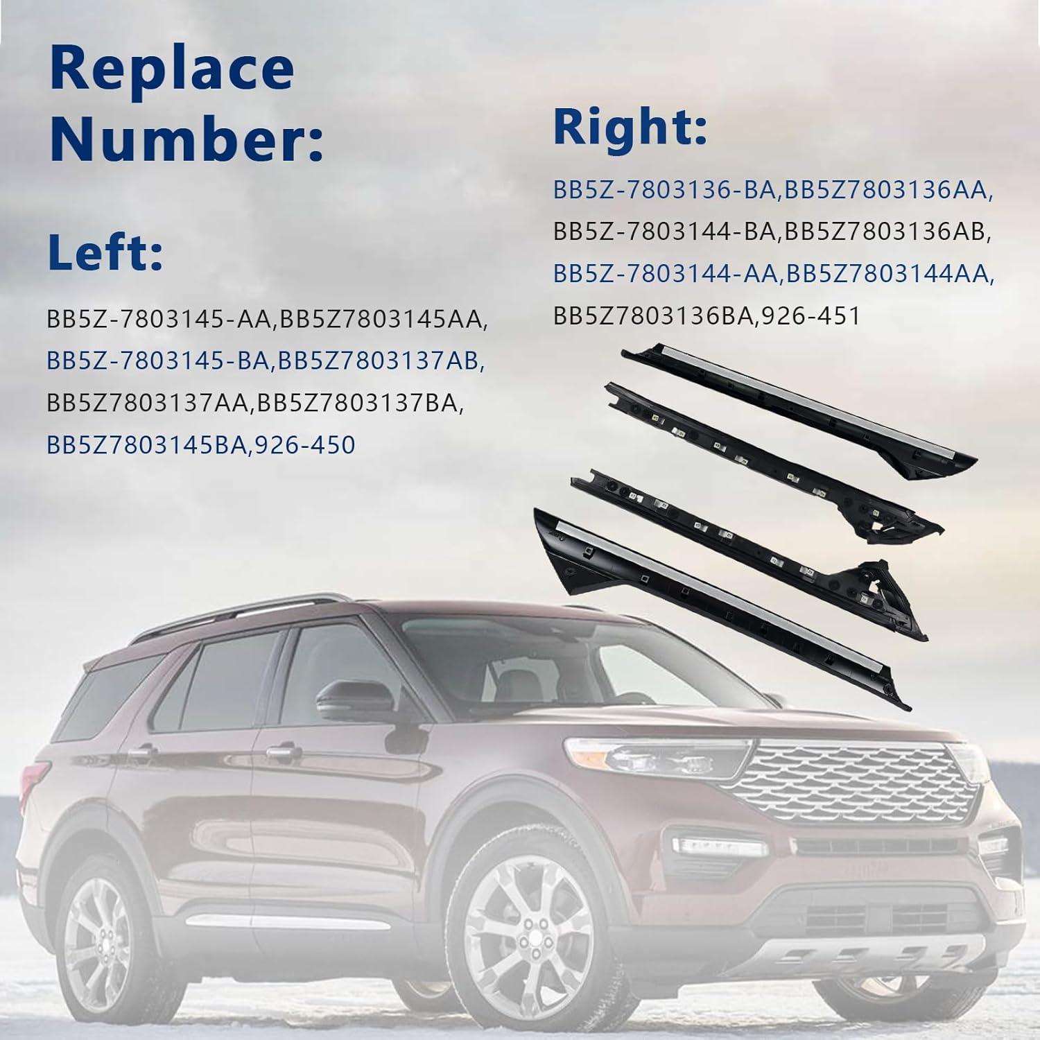 Windshield A-Pillar Molding Trim,Outer & Inner Windshield Panel Molding Trim for 2011-2019 Ford Explorer Replaces 926-450,926-451,Driver Left & Passenger Right Side