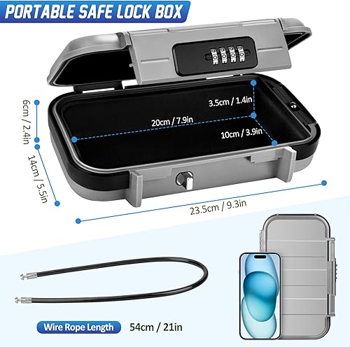 Miniatura 4 de Caja de seguridad portátil de viaje con combinación de 4 dígitos, mini caja de seguridad antirrobo, caja de seguridad para playa, impermeable,
