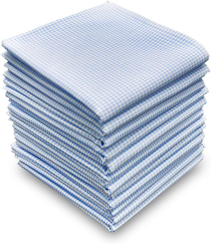 Men's Handkerchiefs Classic Plaid Light Color Pure Cotton 12-piece Set