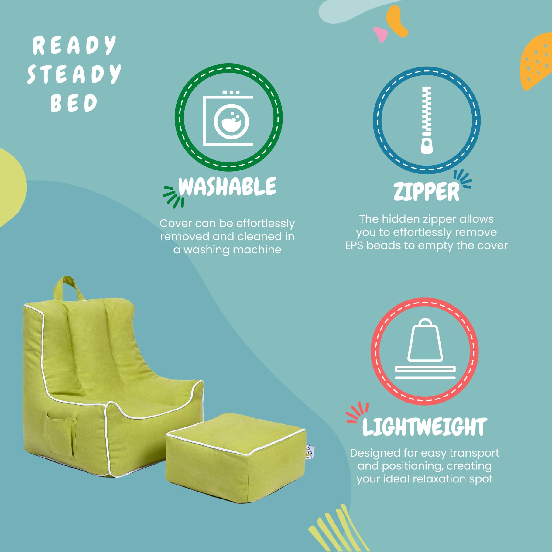 Ready Steady Bed Onderzeese Kinderen Kleuters Kinderzitzak | Comfortabel Kleutermeubilair | Zachte Kindveilige Stoel Speelkamer | Veilig, Ergonomisch Ontworpen (Owls