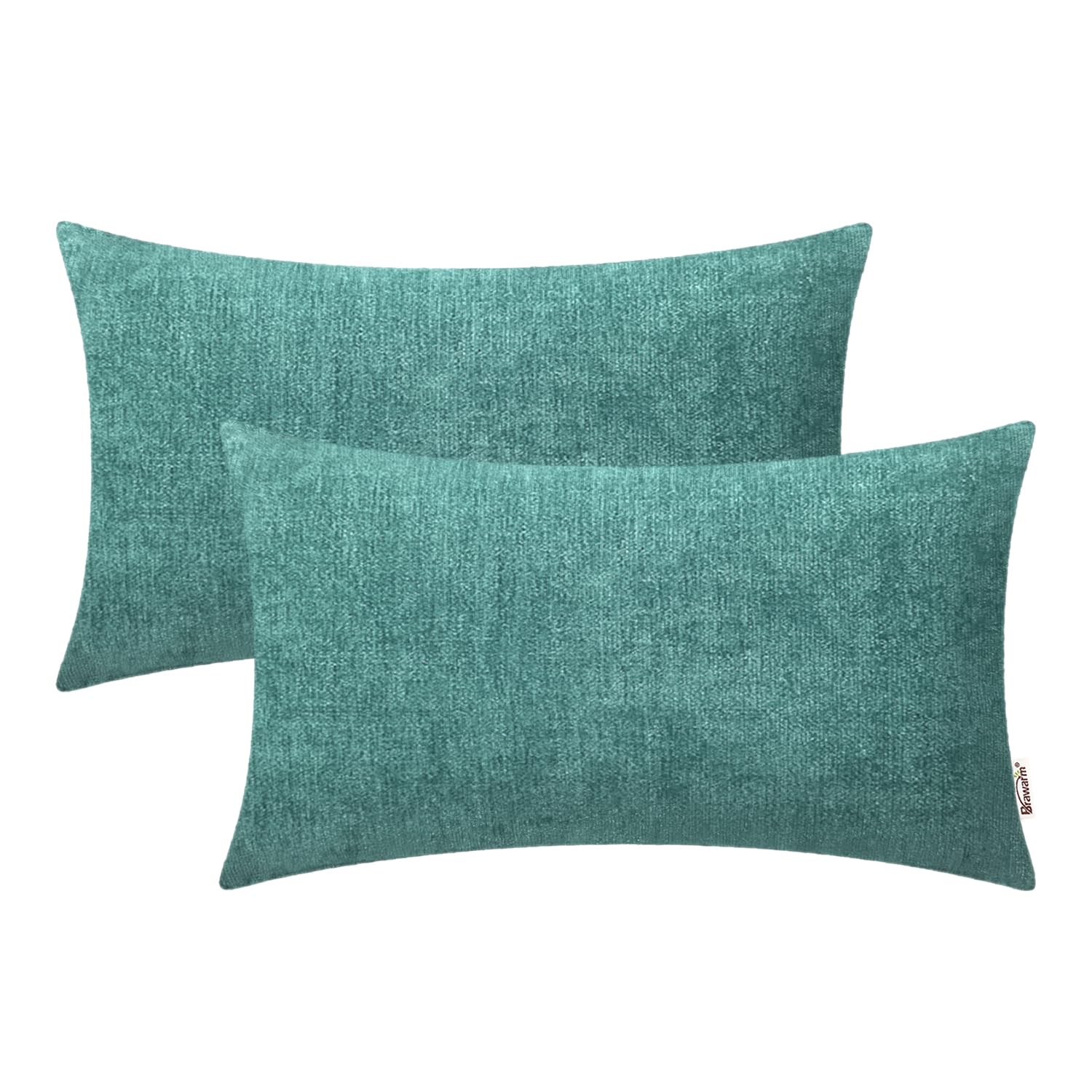 BRAWARM Pack of 2, Chenille Throw Pillow Covers 30cm x 50cm, Teal Chenille Cushion Cover Pillowcase Shells, Decorative Couch Pillows for Living Room Car Sofa Chair
