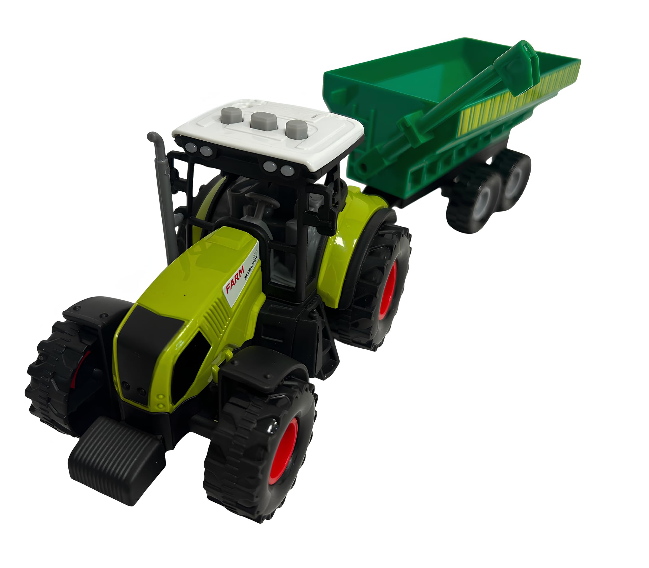 Trattore Giocattolo con Luci e Suoni Trattore con Rimorchio a Frizione Luminoso con Suoni Reali Trattori Fattoria con Luci Led Mezzi Agricoli Fattoria Trattore con Carro