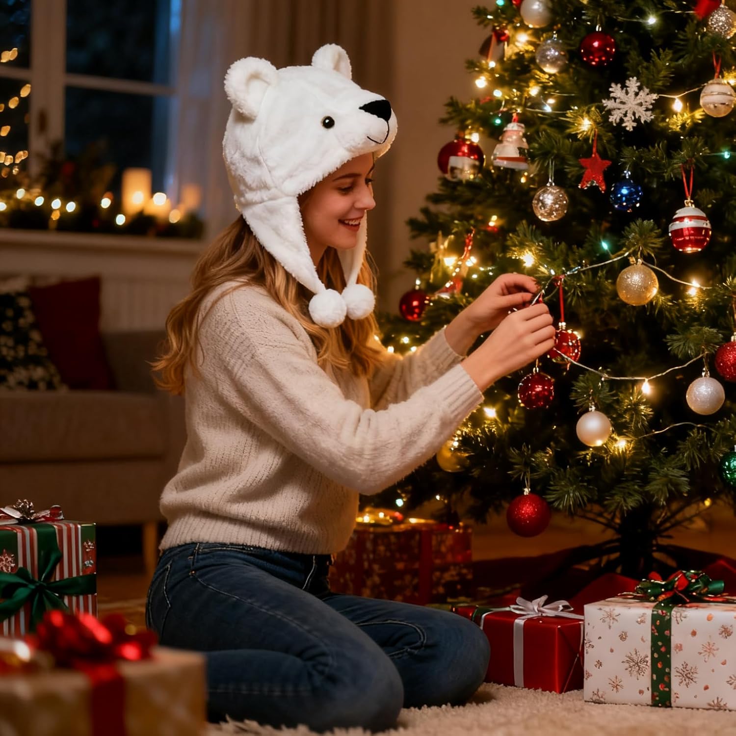 Animal Plush Hats for Women Men Halloween Party Costume Winter Soft Warm Funny Beanies for Teen Adult - Image 3