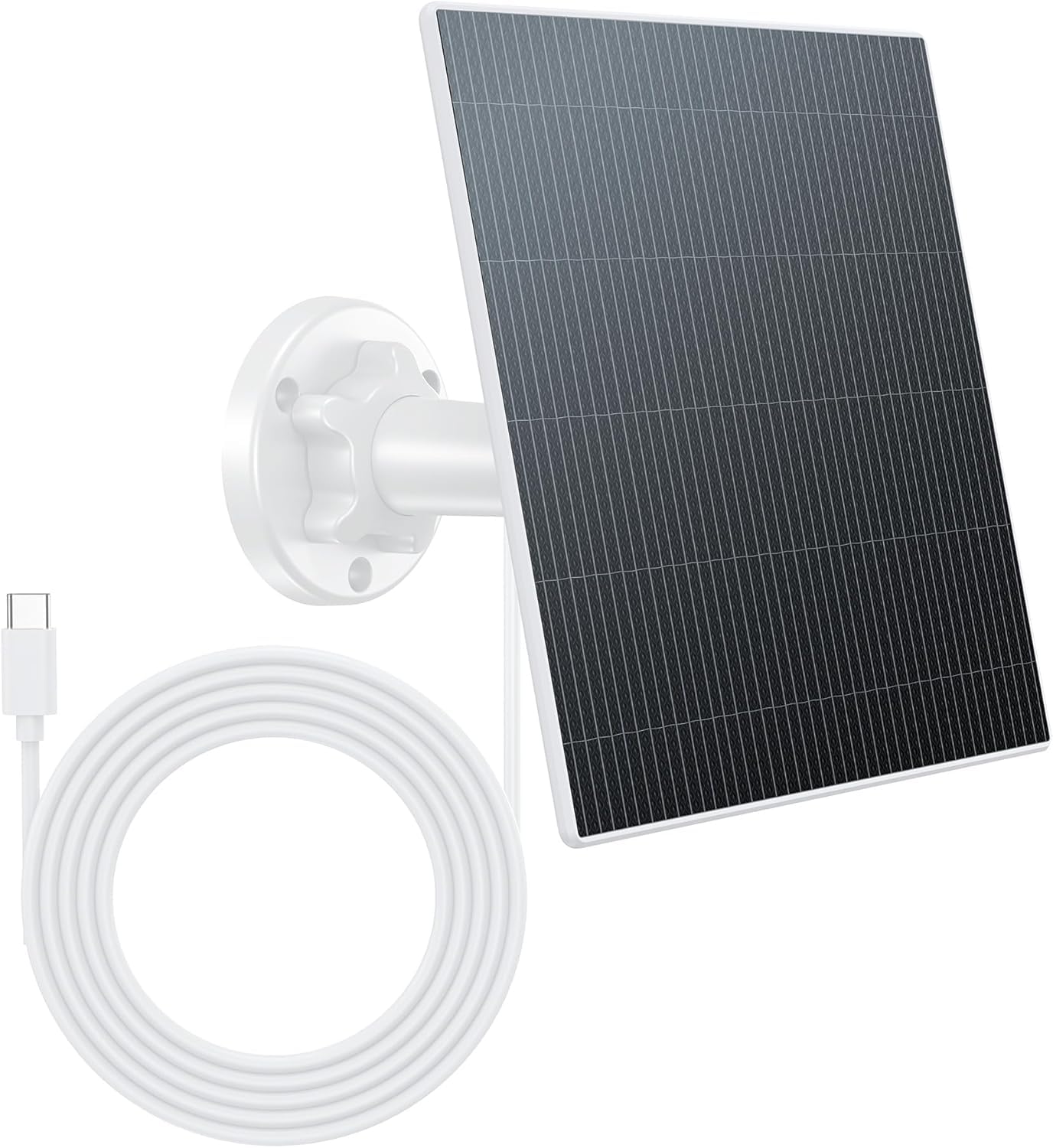 Pannello Solare 6W per Telecamere di Sicurezza a Batteria da Esterno, Modulo Solare 5V USB-C, Compatibile con Telecamere a Batteria, Regolabile 360°, IP65 Impermeabile, Cavo 3m (6W 1-Pack)