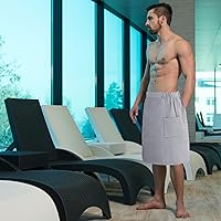 Vista 4 de Newwiee 2 toallas de baño para hombre, para ducha, sauna, de 59 x 24 pulgadas, de microfibra ajustable de punto gofre, de absorción rápida, toalla