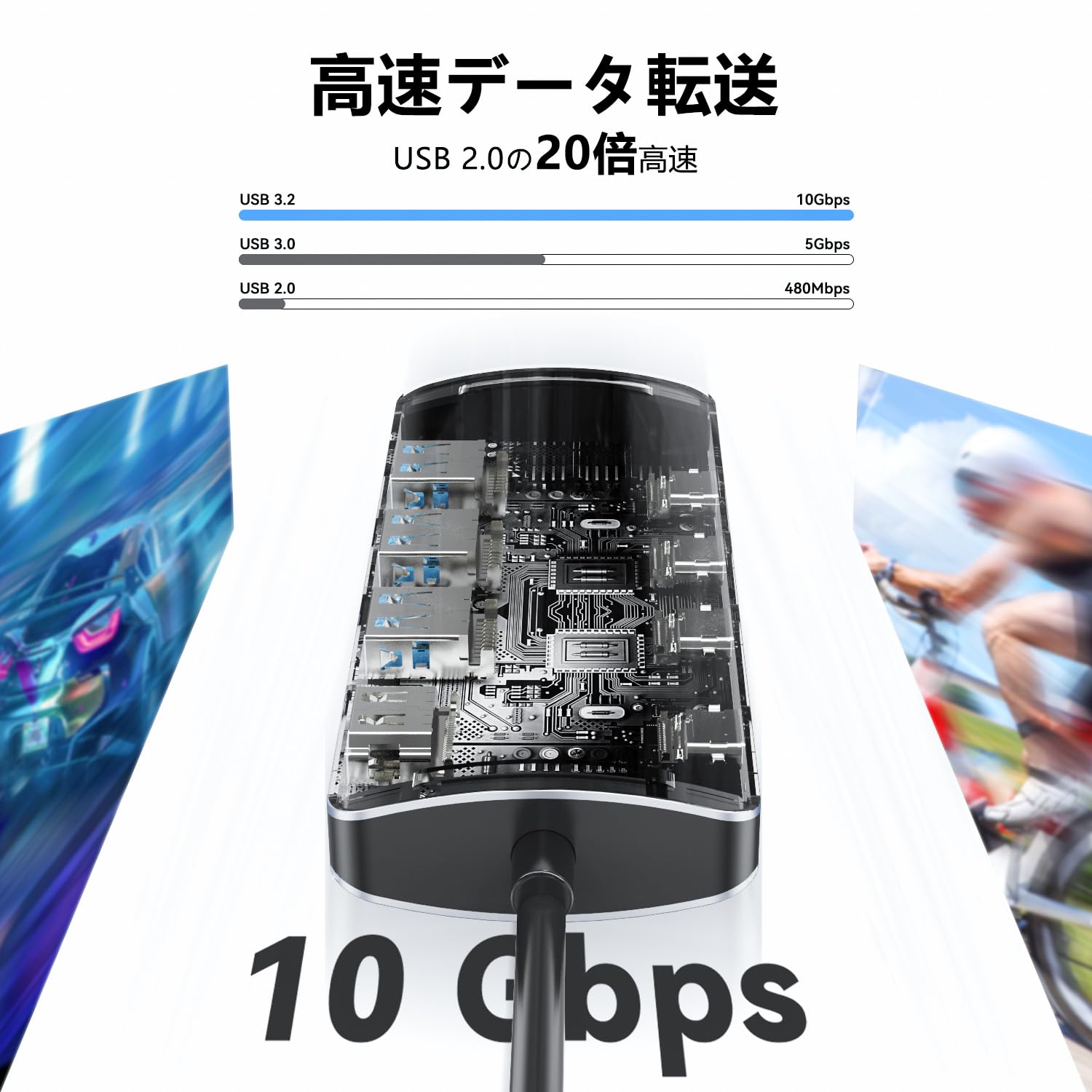 Amazon | USB-C ハブ 8-in-1 (4K@60Hz HDMI 搭載)、3 USB-C 3.2 Gen2