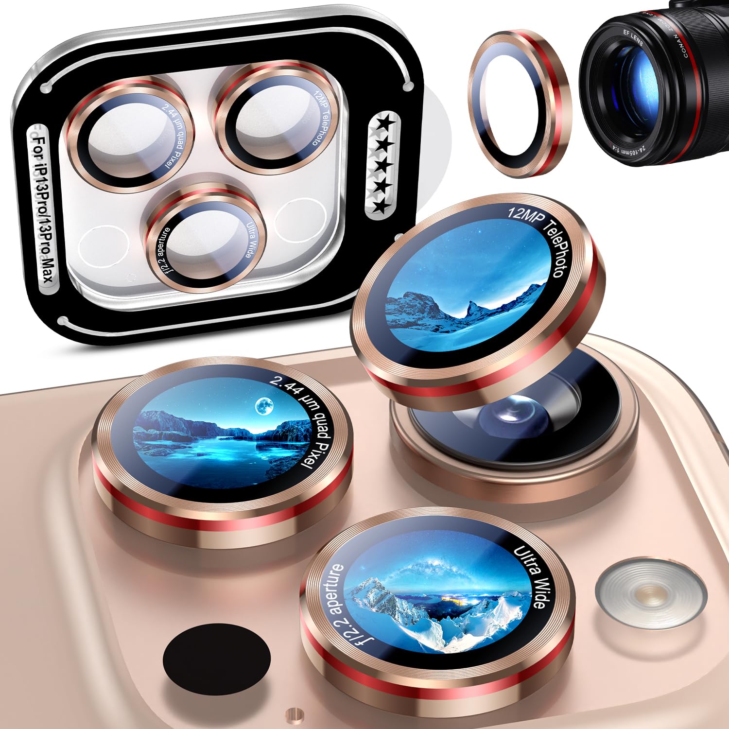 Uyiton for iPhone 13 Pro Max/13 Pro Camera Lens Protector