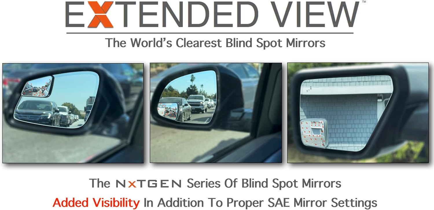 Custom Blind Spot Mirrors - NXTGEN Extended View Compatible With 2020-Present Jeep Gladiator JT