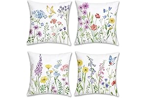 Bonhause Floral Pillow Covers 18 x 18 Spring Garden Set of 4