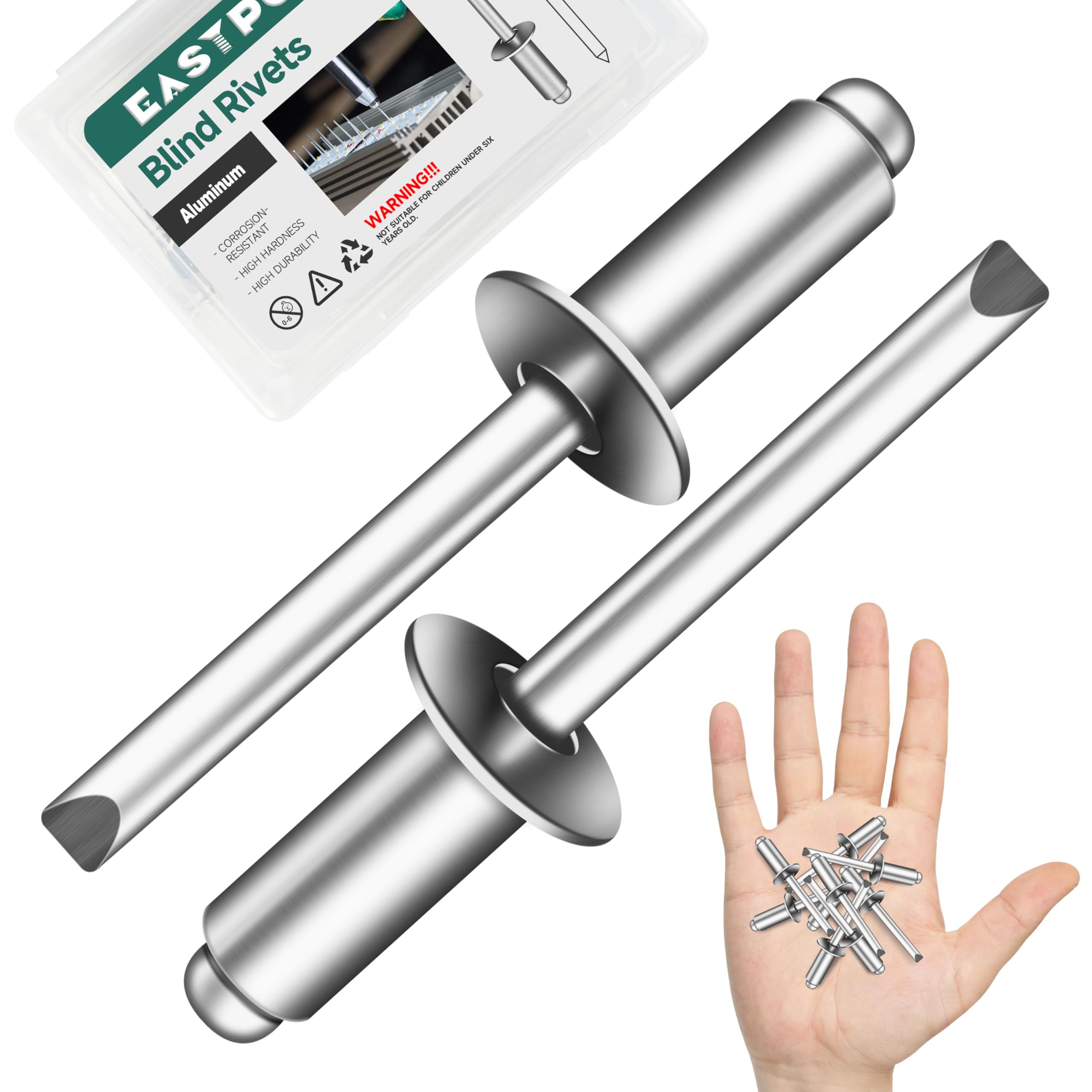 Aluminum Blind Rivets - 150 Pcs (1/4" x 1/2") -13